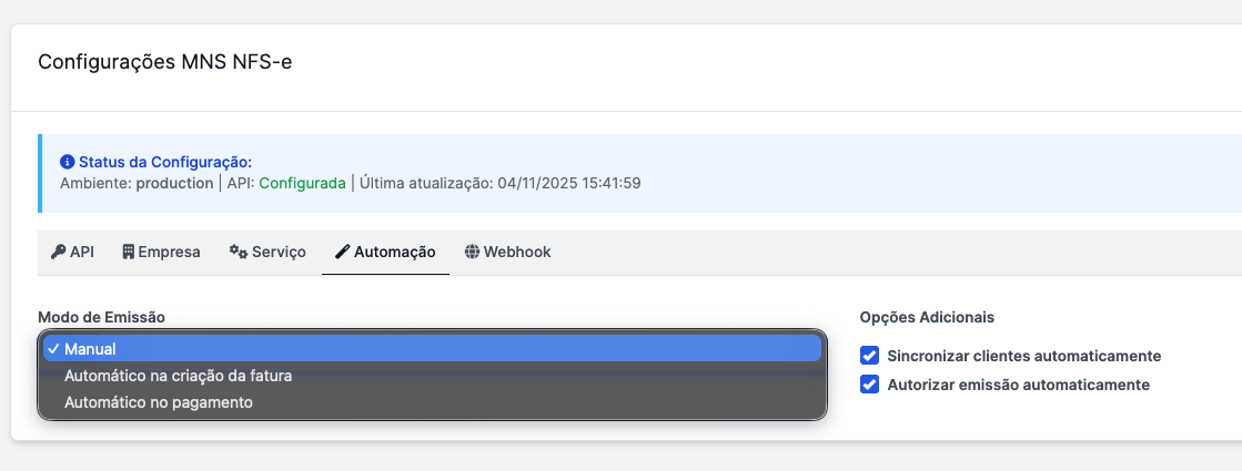 Asaas NFS-e para Perfex CRM