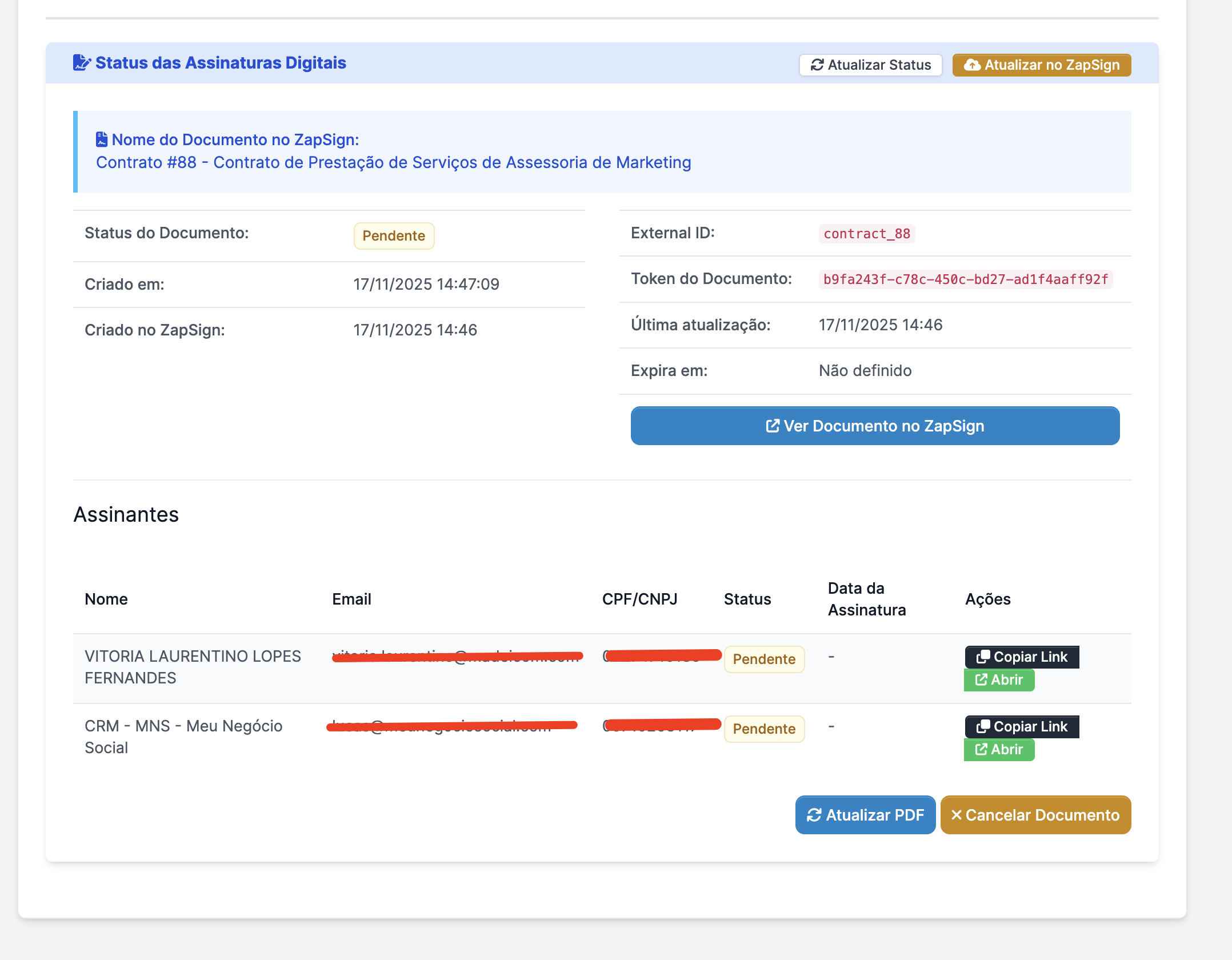 Modulo de Assinatura de contrato Perfex CRM