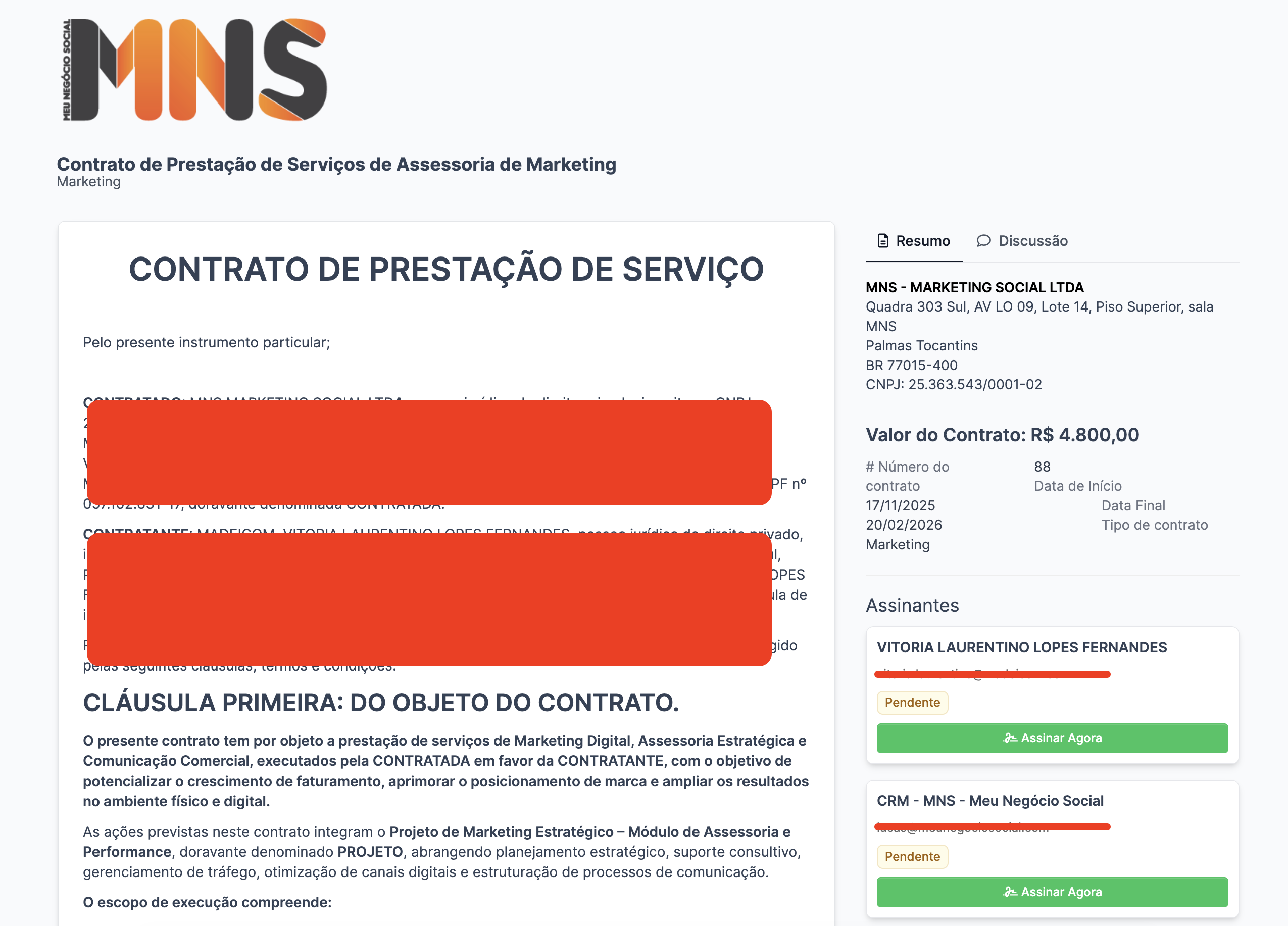 Modulo de Assinatura de contrato Perfex CRM